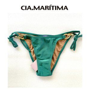 CIA MARÍTIMA Gold + Jade Snake String Bikini Bottom